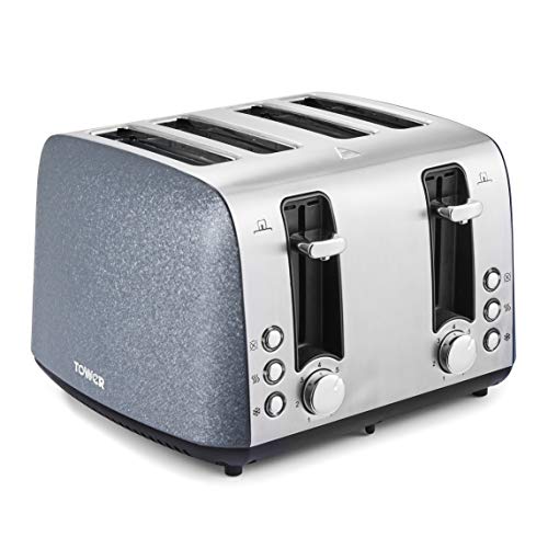 tower-toasters Tower T20053BLU 4 Slice Toaster, Ice Diamond Colle