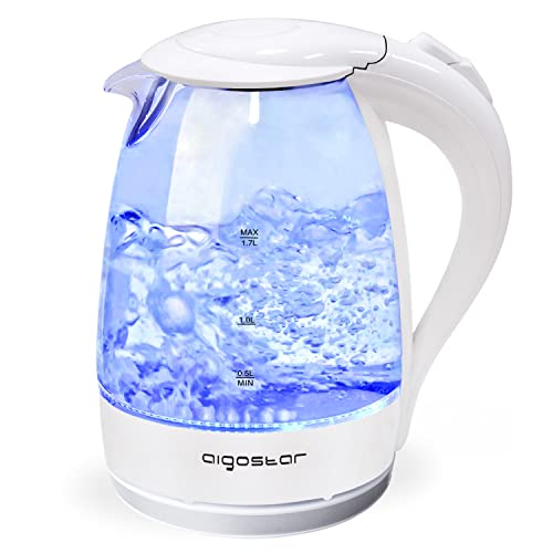 white-kettle-and-toaster-sets Aigostar Eve 30KHT - Glass Water Kettle with LED L