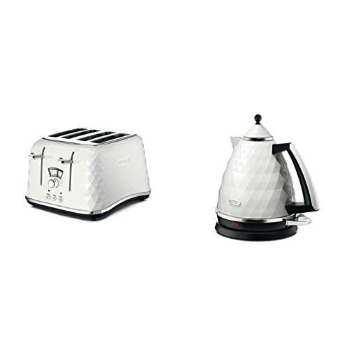 white-kettle-and-toaster-sets De'Longhi CTJ4003.W Brillante Faceted 4 Slice Toas