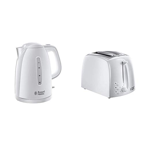 white-kettle-and-toaster-sets Russell Hobbs Textures White Kettle with 2 Slice T