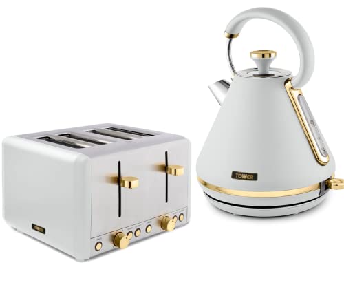 white-kettle-and-toaster-sets Tower Cavaletto 1.7L 3KW Kettle & 4 Slice Toaster