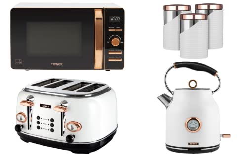 white-kettle-and-toaster-sets TOWER White & Rose Gold 1.7L 3KW Bottega Kettle, B