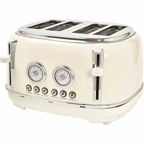 wide-slot-toasters wilko Cream 4 Slice Toaster with 6 Browning Settin
