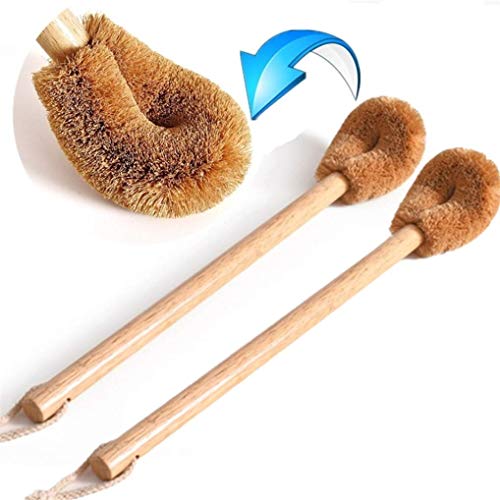 wooden-toilet-brushes 2Pack Natural Coconut Fibre Toilet Brush, Wood Han