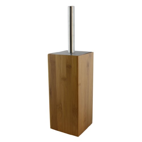 wooden-toilet-brushes Modern Square Bamboo Stainless Steel Wooden Toilet