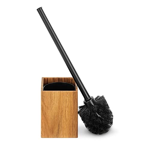 wooden-toilet-brushes Navaris Toilet Brush and Holder Set - Acacia Wood