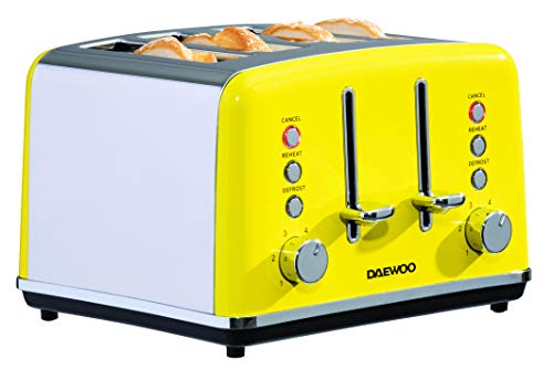 yellow-toasters Daewoo SOHO 4 Slice Toaster with Defrost, Reheat a