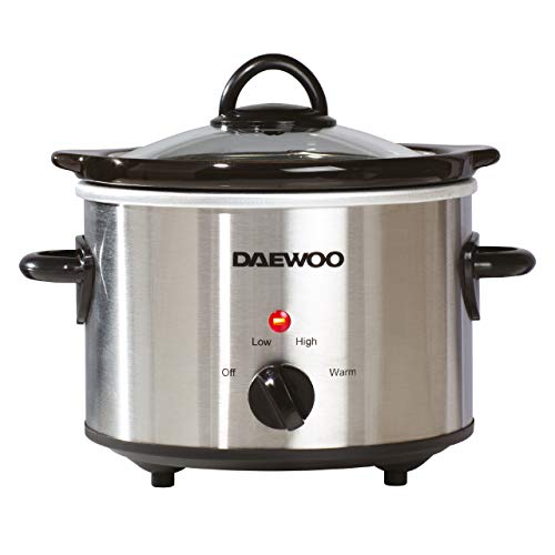 1-5l-slow-cookers Daewoo 1.5L Slow Cooker | Stainless Steel | 3 Heat