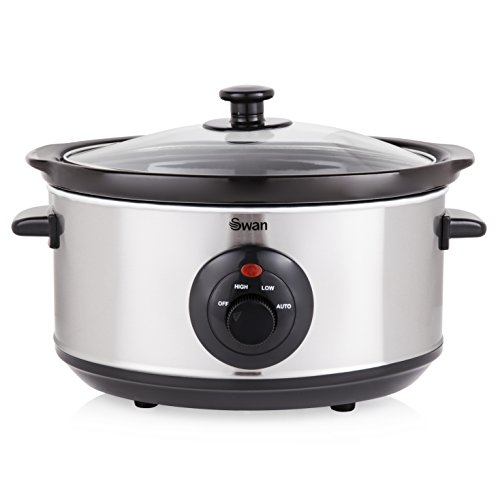 3-5l-slow-cookers Swan SF17020N 3.5 Litre Oval Stainless Steel Slow