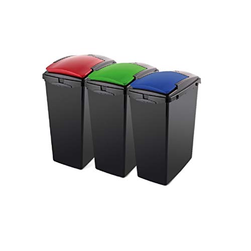 3-compartment-bins Addis Recycling 40 Litre Set of 3 Waste Utility Pl