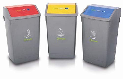 3-compartment-bins Addis Set of 3 Recycling 60 Litre Waste Utility Of