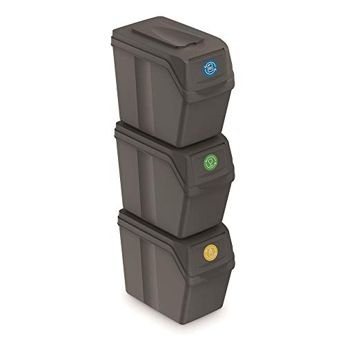 3-compartment-bins Prosperplast Set of 3 Recycling Bins Total Capacit