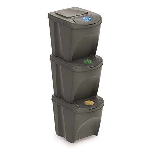3-compartment-bins Prosperplast ZA906 Set of 3 Recycling Bins, Plasti