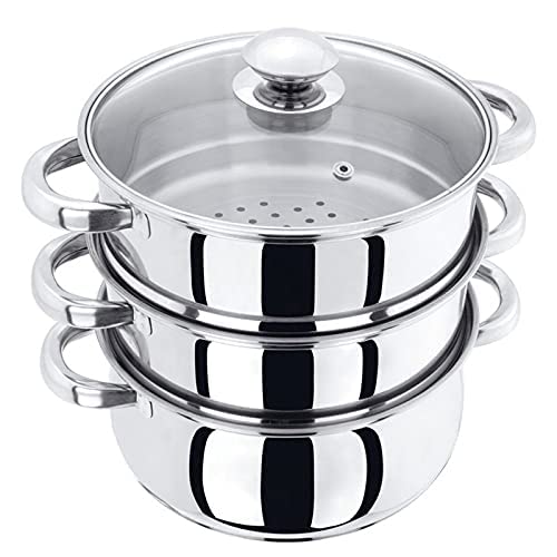 3-tier-steamers Steamer Cooker Pot Set with Glass Lid Stainless St