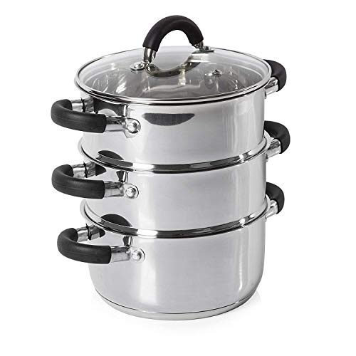 3-tier-steamers Tower T80836 Essentials Induction Steamer Pans 3 T