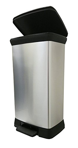 50l-kitchen-bins Curver Metal Effect Pedal Touch Soft Close Deco Bi