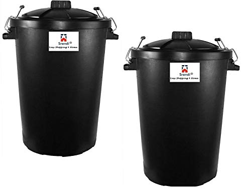 80l-bins 2 x Large 80/85L Litre Black Plastic Bin Ideal for