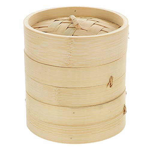 bamboo-steamers Cabilock 3pcs 10cm Bamboo Steamers with Lid for Co