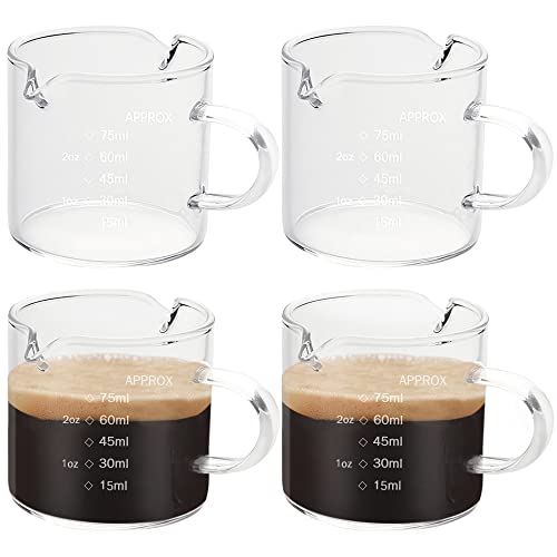 coffee-machine-cups 4Pcs Espresso Double Spouts Milk Cup, 75ml Measuri