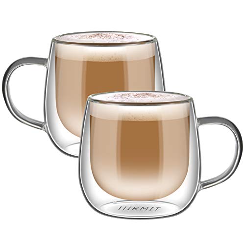 coffee-machine-cups HIRMIT Double Walled Coffee Glasses Mugs Cappuccin