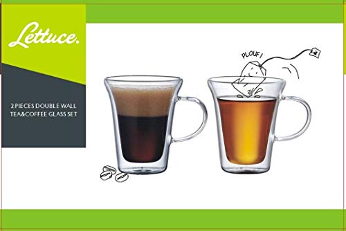 coffee-machine-cups Lettuce Double Glass Tea / Coffee Cups, Pack Of 2