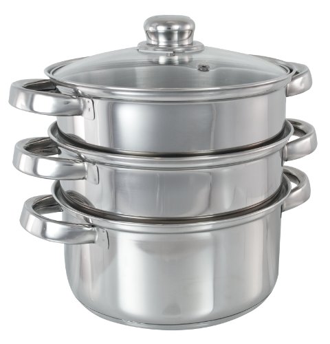 couscous-steamers Buckingham Three Tier Steamer Set with Glass Lid 2