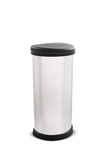 curver-bins Curver Metal Effect One Touch Deco Bin, Silver, 40