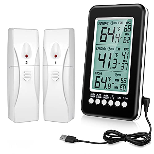 digital-fridge-thermometers Fridge Thermometer, [2022 New USB/Battery Powered]