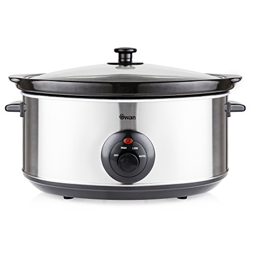 extra-large-slow-cookers Swan SF17030N Stainless Steel Slow Cooker, 6.5 Lit