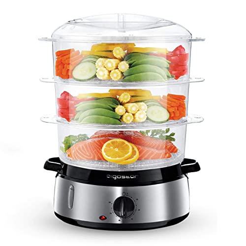 fish-steamers Aigostar 3 Tier Food Steamer, Electric Vegetable S