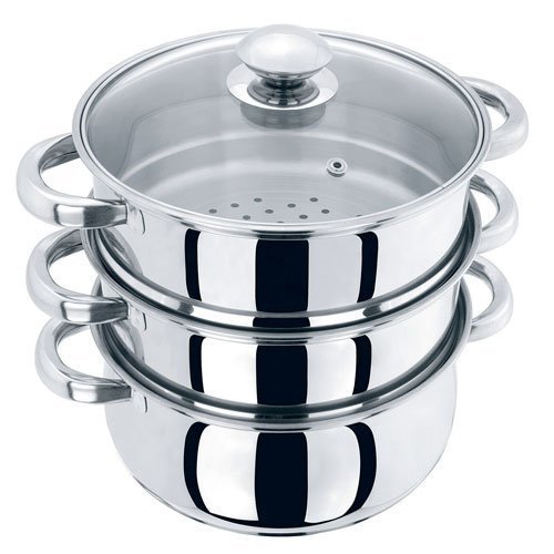 food-steamers 22cm 3 Tier Stainless Steel Vegetable and Meat Chi