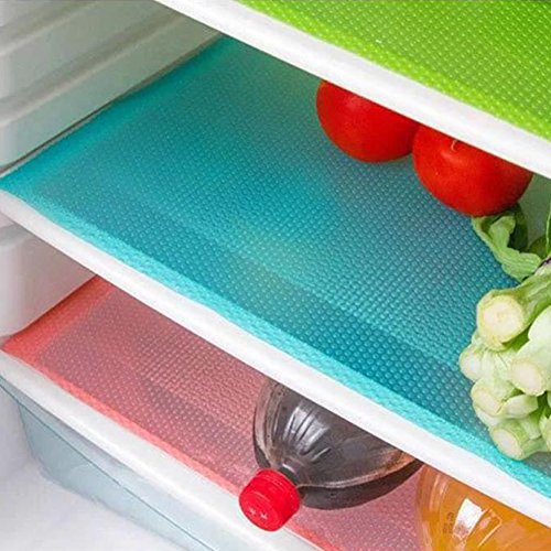 fridge-liners bestmall Refrigerator Mats, 4 PCS Refrigerator Pad