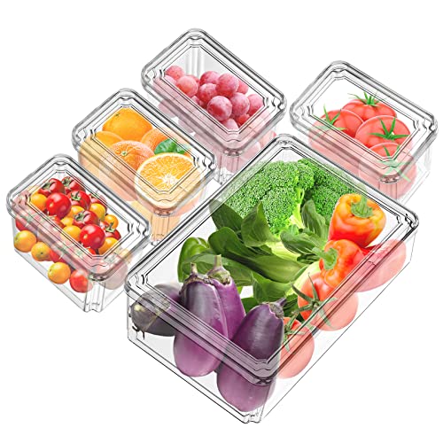 fridge-storage-containers Fridge Storage Containers with Lids, 5 Pack Plasti