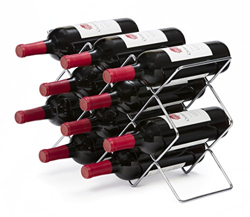 fridge-wine-racks Mango Steam 10 Bottle Silver Wine Rack Counter Top