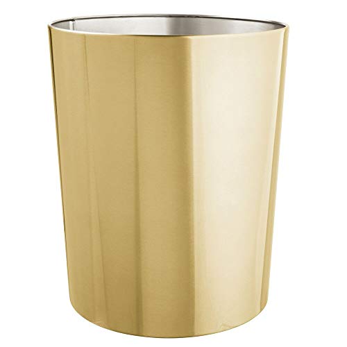 gold-bins mDesign Metal Wastepaper Bin — Stainless Steel B