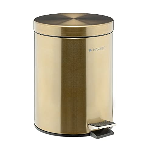 gold-bins Navaris Gold Pedal Bin 5 Litre - 5L Bathroom Bin w
