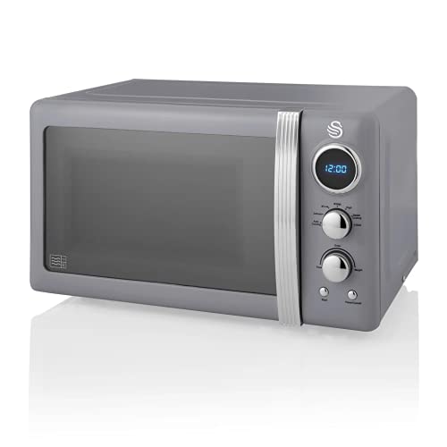 grey-microwaves Swan Retro Digital Microwave Grey, 20 L, 800 W, 6