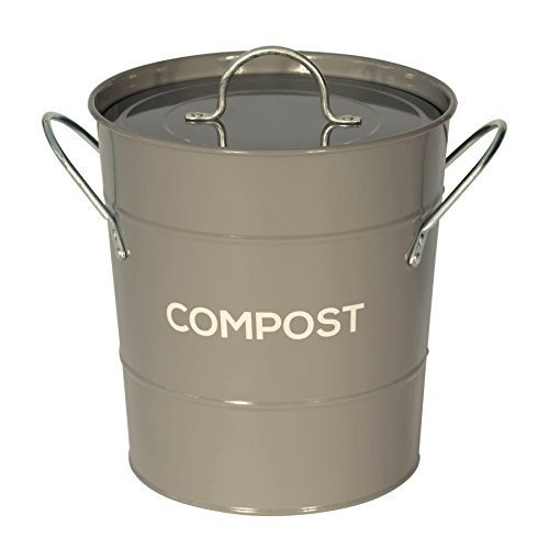 kitchen-compost-bins Metal Kitchen Compost Caddy - Composting Bin for F