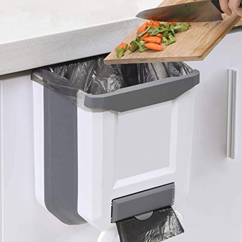 kitchen-cupboard-bins HUAPPNIO Kitchen Bin Plastic Folding Wall Mounted