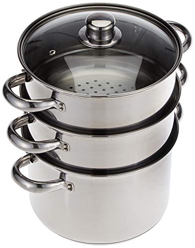large-steamers KitchenCraft 3 Tier Food Steamer Pan/Stock Pot in