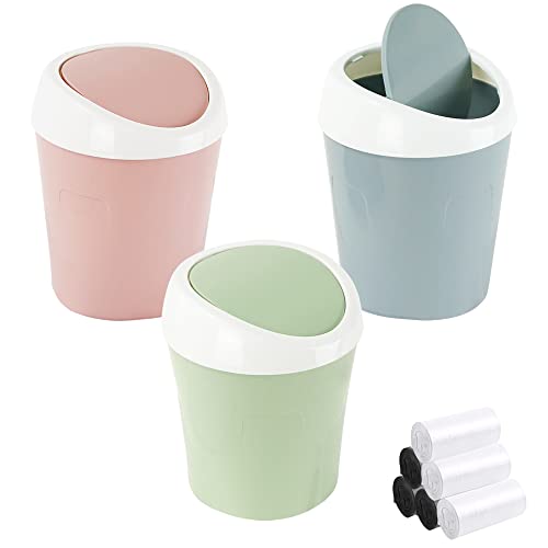 mini-bins QLFJ-FurDec 3Pcs Plastic Mini Wastebasket Bathroom
