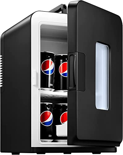 mini-fridges 15L Mini Fridge for Bedrooms Black, Small Drink Fr