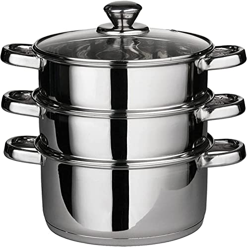 pan-steamers 22 cm Deluxe Steamer Cookware Set with Glass Lid &
