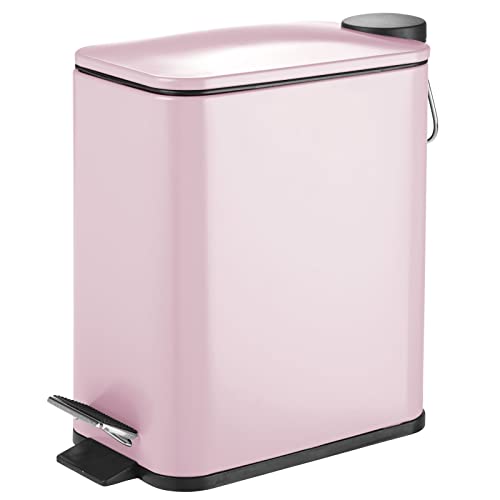 pink-bins mDesign Rectangular Pedal Bin – 5 L Metal Waste