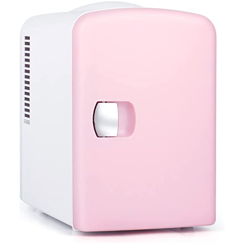 pink-mini-fridges Amazon Brand - Umi Mini Fridge 4 Liter 6 Can Fridg