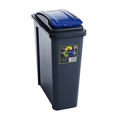 plastic-bins Blue 25 Litre Plastic Waste Bin with Flap Lid by W