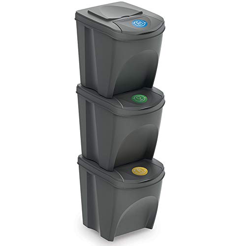 recycling-bins Guaranteed4Less 3 x 25L Recycle Bins Food Stackabl