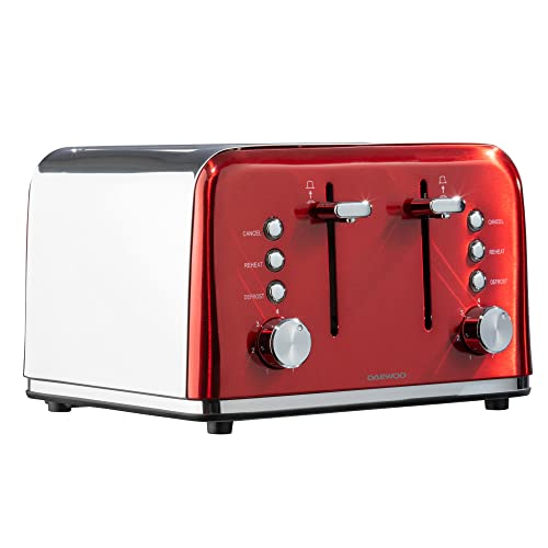 red-toasters Daewoo Kensington 4 Slice Toaster, Reheat, Defrost