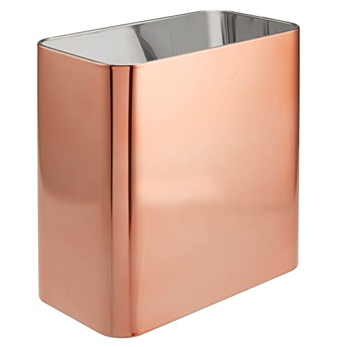 rose-gold-bins mDesign Metal Wastepaper Bin — Compact Rectangul