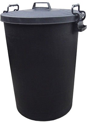 rubbish-bins 110L HEAVY DUTY BLACK PLASTIC RUBBISH REFUSE BIN W